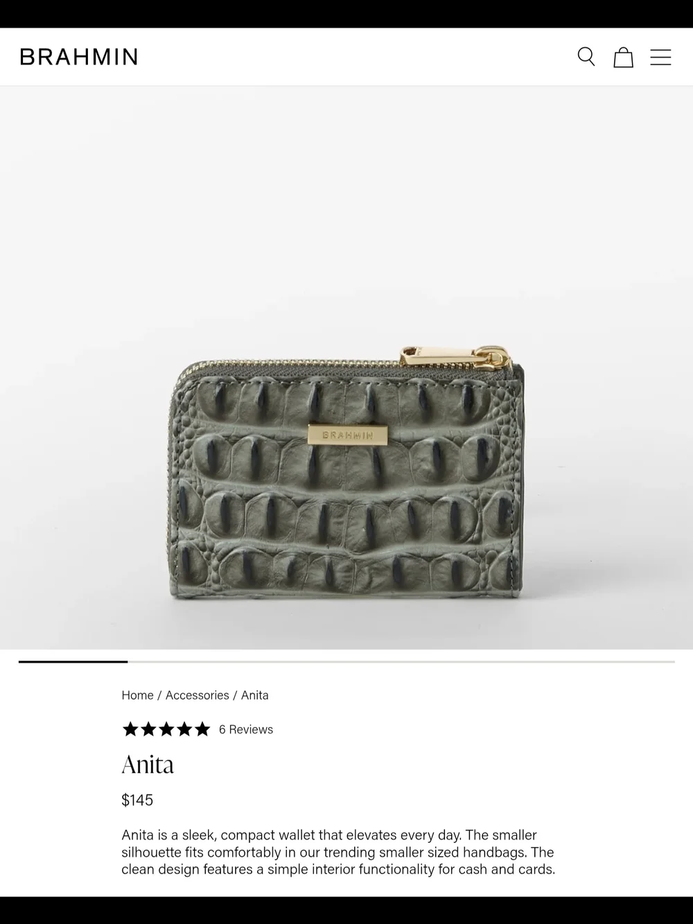 Brahmin Melinda Croc-Embossed Bucket Bag in Grey Plus 2 Additional Accessories - Picture 2 of 9